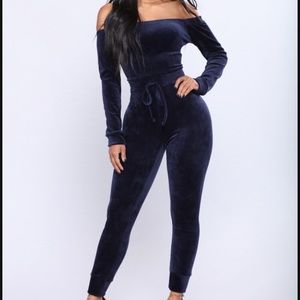 Fashion nova off the shoulder velour suit